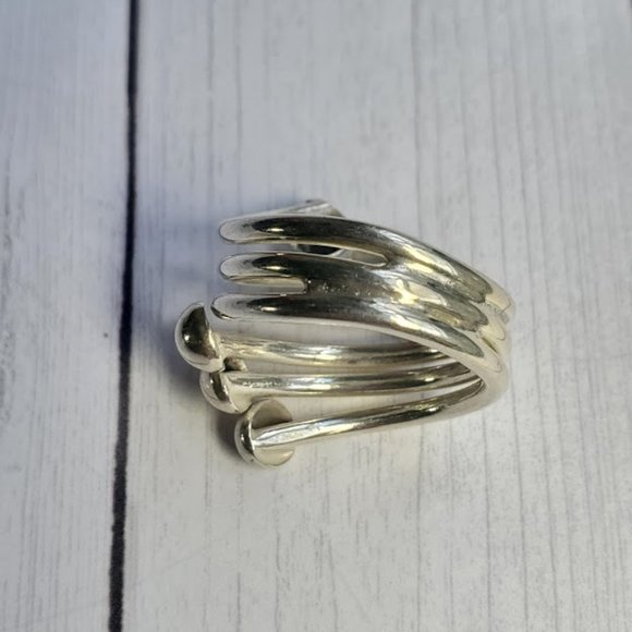 Sterling Silver Triple Layer Beaded Wrap Ring - Picture 9 of 15
